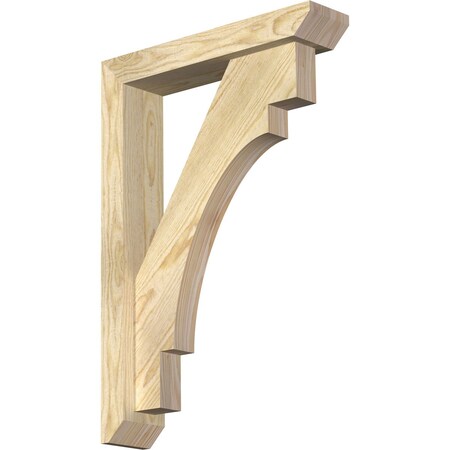 Ekena Millwork Merced Slat Rough Sawn Bracket w/ Offset Brace, Douglas Fir, 4"W x 18"D x 26"H BKT0402X18X26MRC06RDF